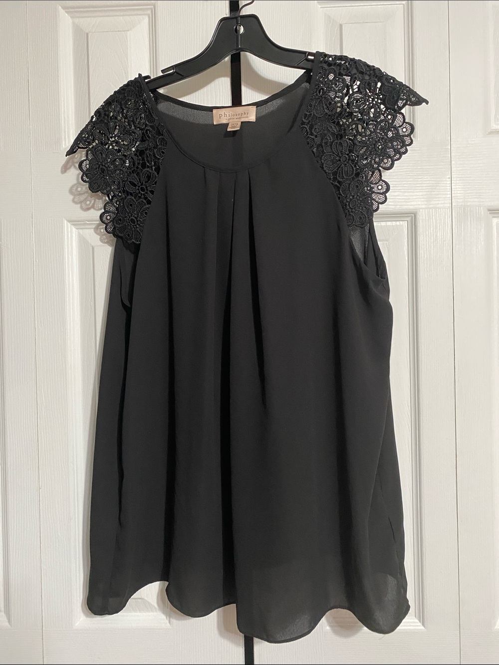 Philosophy Black & lace sleeve lightweight top shirt blouse size 1X